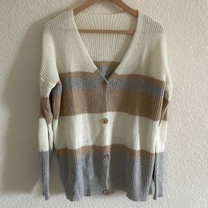 Color Blocked Knit Cardigan Sweater